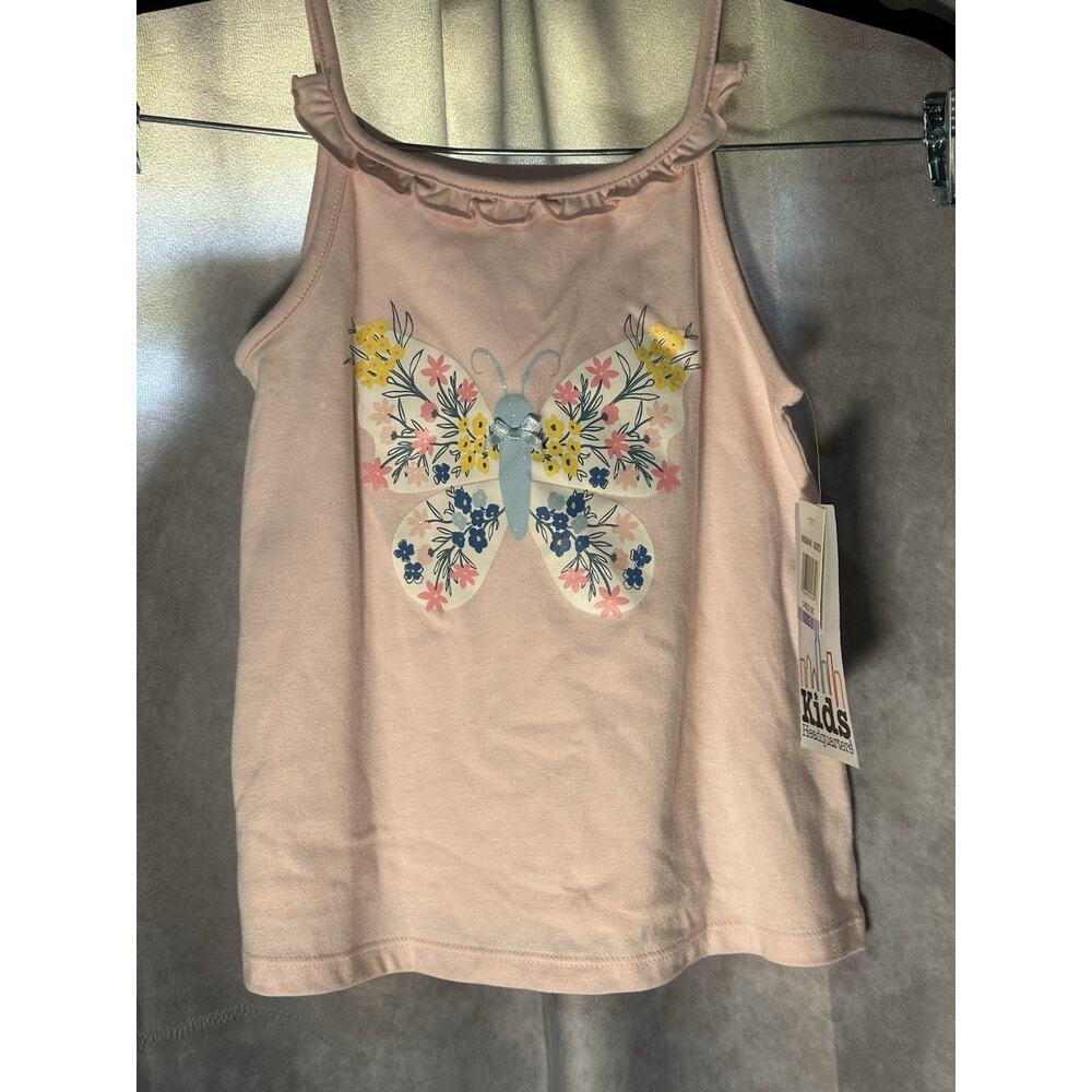 Kids Headquarters Butterfly Floral Top Girls Size 6 Pink Scoop Neck Pullover